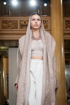 KEQIAO fashion show during the Milan Fashion Week - Womenswear Spring Summer 2027 in Milan, Italy, on 23 September 2026. A model walks the runway at KEQIAO fashion show during the Milan Fashion Week - Womenswear Spring Summer 2027 in Milan, Italy, on 23 September 2026., Credit:Stefano Costantino TTL Stefano Costantino Avalon Italy, Milan  Copyright: xStefanoxCostantinoxTTLx xStefanoxCostantinox xAvalonx 1137645735