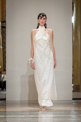 KEQIAO fashion show during the Milan Fashion Week - Womenswear Spring Summer 2027 in Milan, Italy, on 23 September 2026. A model walks the runway at KEQIAO fashion show during the Milan Fashion Week - Womenswear Spring Summer 2027 in Milan, Italy, on 23 September 2026., Credit:Stefano Costantino TTL Stefano Costantino Avalon Italy, Milan  Copyright: xStefanoxCostantinoxTTLx xStefanoxCostantinox xAvalonx 1137645778