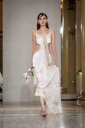 KEQIAO fashion show during the Milan Fashion Week - Womenswear Spring Summer 2027 in Milan, Italy, on 23 September 2026. A model walks the runway at KEQIAO fashion show during the Milan Fashion Week - Womenswear Spring Summer 2027 in Milan, Italy, on 23 September 2026., Credit:Stefano Costantino TTL Stefano Costantino Avalon Italy, Milan  Copyright: xStefanoxCostantinoxTTLx xStefanoxCostantinox xAvalonx 1137645930