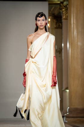 KEQIAO fashion show during the Milan Fashion Week - Womenswear Spring Summer 2027 in Milan, Italy, on 23 September 2026. A model walks the runway at KEQIAO fashion show during the Milan Fashion Week - Womenswear Spring Summer 2027 in Milan, Italy, on 23 September 2026., Credit:Stefano Costantino TTL Stefano Costantino Avalon Italy, Milan  Copyright: xStefanoxCostantinoxTTLx xStefanoxCostantinox xAvalonx 1137645968