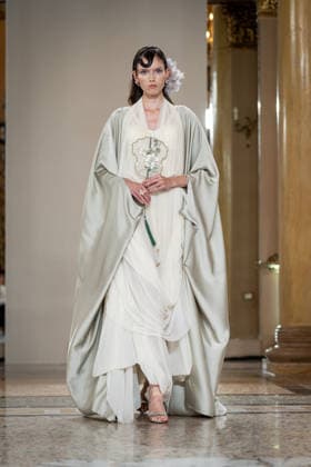 KEQIAO fashion show during the Milan Fashion Week - Womenswear Spring Summer 2027 in Milan, Italy, on 23 September 2026. A model walks the runway at KEQIAO fashion show during the Milan Fashion Week - Womenswear Spring Summer 2027 in Milan, Italy, on 23 September 2026., Credit:Stefano Costantino TTL Stefano Costantino Avalon Italy, Milan  Copyright: xStefanoxCostantinoxTTLx xStefanoxCostantinox xAvalonx 1137645976