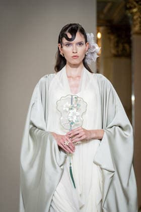 KEQIAO fashion show during the Milan Fashion Week - Womenswear Spring Summer 2027 in Milan, Italy, on 23 September 2026. A model walks the runway at KEQIAO fashion show during the Milan Fashion Week - Womenswear Spring Summer 2027 in Milan, Italy, on 23 September 2026., Credit:Stefano Costantino TTL Stefano Costantino Avalon Italy, Milan  Copyright: xStefanoxCostantinoxTTLx xStefanoxCostantinox xAvalonx 1137645984