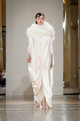 KEQIAO fashion show during the Milan Fashion Week - Womenswear Spring Summer 2027 in Milan, Italy, on 23 September 2026. A model walks the runway at KEQIAO fashion show during the Milan Fashion Week - Womenswear Spring Summer 2027 in Milan, Italy, on 23 September 2026., Credit:Stefano Costantino TTL Stefano Costantino Avalon Italy, Milan  Copyright: xStefanoxCostantinoxTTLx xStefanoxCostantinox xAvalonx 1137645999