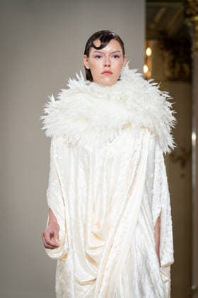 KEQIAO fashion show during the Milan Fashion Week - Womenswear Spring Summer 2027 in Milan, Italy, on 23 September 2026. A model walks the runway at KEQIAO fashion show during the Milan Fashion Week - Womenswear Spring Summer 2027 in Milan, Italy, on 23 September 2026., Credit:Stefano Costantino TTL Stefano Costantino Avalon Italy, Milan  Copyright: xStefanoxCostantinoxTTLx xStefanoxCostantinox xAvalonx 1137646021