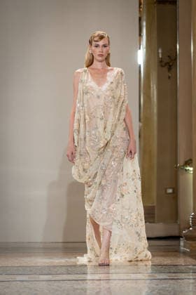 KEQIAO fashion show during the Milan Fashion Week - Womenswear Spring Summer 2027 in Milan, Italy, on 23 September 2026. A model walks the runway at KEQIAO fashion show during the Milan Fashion Week - Womenswear Spring Summer 2027 in Milan, Italy, on 23 September 2026., Credit:Stefano Costantino TTL Stefano Costantino Avalon Italy, Milan  Copyright: xStefanoxCostantinoxTTLx xStefanoxCostantinox xAvalonx 1137646038