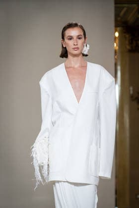 KEQIAO fashion show during the Milan Fashion Week - Womenswear Spring Summer 2027 in Milan, Italy, on 23 September 2026. A model walks the runway at KEQIAO fashion show during the Milan Fashion Week - Womenswear Spring Summer 2027 in Milan, Italy, on 23 September 2026., Credit:Stefano Costantino TTL Stefano Costantino Avalon Italy, Milan  Copyright: xStefanoxCostantinoxTTLx xStefanoxCostantinox xAvalonx 1137646208