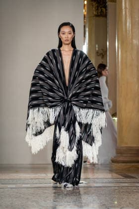 KEQIAO fashion show during the Milan Fashion Week - Womenswear Spring Summer 2027 in Milan, Italy, on 23 September 2026. A model walks the runway at KEQIAO fashion show during the Milan Fashion Week - Womenswear Spring Summer 2027 in Milan, Italy, on 23 September 2026., Credit:Stefano Costantino TTL Stefano Costantino Avalon Italy, Milan  Copyright: xStefanoxCostantinoxTTLx xStefanoxCostantinox xAvalonx 1137646350