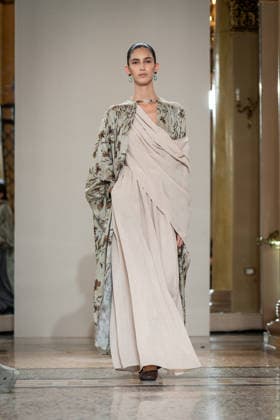 KEQIAO fashion show during the Milan Fashion Week - Womenswear Spring Summer 2027 in Milan, Italy, on 23 September 2026. A model walks the runway at KEQIAO fashion show during the Milan Fashion Week - Womenswear Spring Summer 2027 in Milan, Italy, on 23 September 2026., Credit:Stefano Costantino TTL Stefano Costantino Avalon Italy, Milan  Copyright: xStefanoxCostantinoxTTLx xStefanoxCostantinox xAvalonx 1137646493