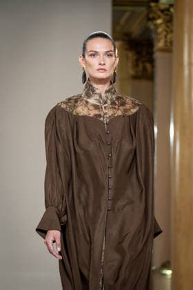 KEQIAO fashion show during the Milan Fashion Week - Womenswear Spring Summer 2027 in Milan, Italy, on 23 September 2026. A model walks the runway at KEQIAO fashion show during the Milan Fashion Week - Womenswear Spring Summer 2027 in Milan, Italy, on 23 September 2026., Credit:Stefano Costantino TTL Stefano Costantino Avalon Italy, Milan  Copyright: xStefanoxCostantinoxTTLx xStefanoxCostantinox xAvalonx 1137646650