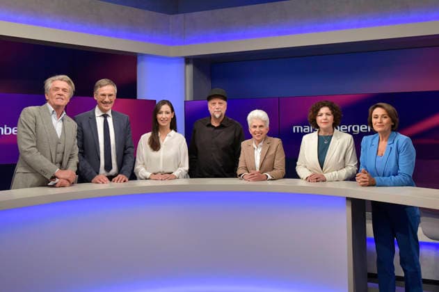 Hajo Schumacher, Daniel Friedrich Sturm, Pinar Atalay, Smudo, Marie Agnes Strack Zimmermann, Amira Mohamed Ali, and Sandra Maischberger on the ARD talk show *maischberger* at the Berlin Adlershof studio, Berlin, September 23, 2026 Foto:xM.xBehrensx xFuturexImagex maischberger2309_6902