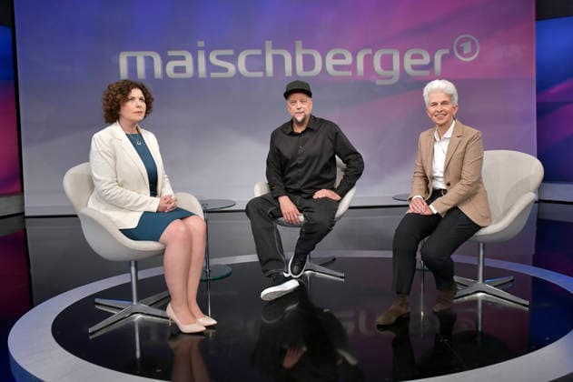 Amira Mohamed Ali, Smudo, and Marie Agnes Strack Zimmermann on the ARD talk show *maischberger* at the Berlin Adlershof studio, Berlin, September 23, 2026 Foto:xM.xBehrensx xFuturexImagex maischberger2309_6935
