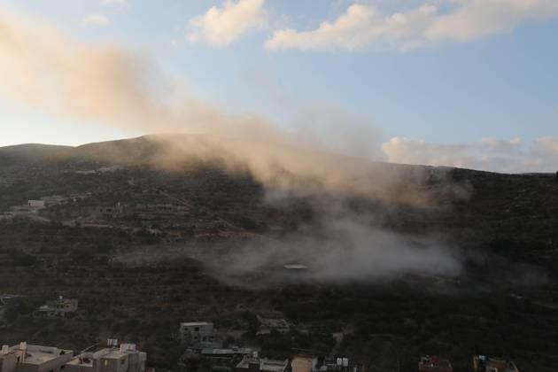 Israeli forces blow up Palestinian prisoner™s home near Nablus BEIT IMRIN, NABLUS, OCCUPIED WEST BANK, SEPTEMBER 24, 2026: Smoke rises after Israeli forces blew up the family home of Palestinian prisoner Dawas Hassoun in the village of Beit Imrin, northwest of Nablus. Israeli authorities accuse Hassoun, who has been detained since March, of carrying out a vehicle-ramming attack on March 21 that killed Israeli settler Yehuda Sherman. Residents were ordered to evacuate the house before the demolition, which also caused damage to neighboring property, according to local sources. NABLUS Palestine, State of Copyright: x xNedalxShtiehx xJNAxPressx