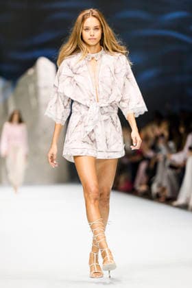 MFW Spring Summer 2027 Laila Hasanovic Genny catwalk MP MILAN, ITALY - SEPTEMBER 24: Laila Hasanovic walks Genny catwalk during the Milan Fashion Week - Womenswear Spring Summer 2027 on September 24, 2026 in Milan, Italy. Photo by Marco Piovanotto Abacapress.com Milan Italy  Copyright: xPiovanottoxMarco ABACAx