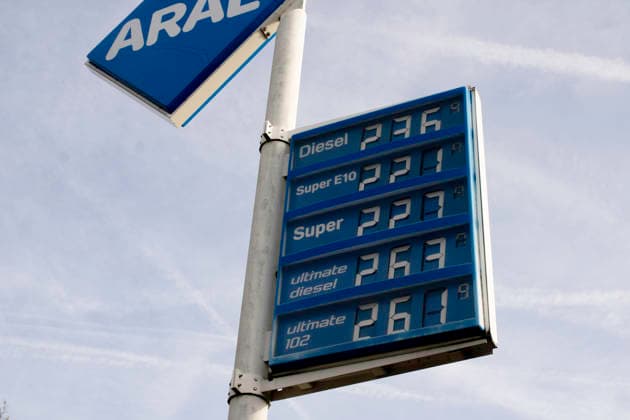 High Gas Prices at an Aral Gas Station in Illingen Uchtelfangen Price board at an Aral gas station in Illingen Uchtelfangen, Saarland, on