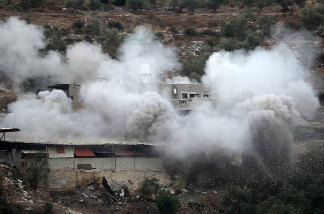 September 24, 2026, Nablus, West Bank, Palestine: Smoke rises as Israeli forces demolish the home of Palestinian prisoner Dawas Hassouna. Israeli army forces demolished the family home of Palestinian prisoner Dawas Hassoun, who is accused of killing an Israeli settler, in the village of Beit Marin, northwest of Nablus in the West Bank. Nablus Palestine  - ZUMAs197 20260924_aaa_s197_022 Copyright: xNasserxIshtayehx
