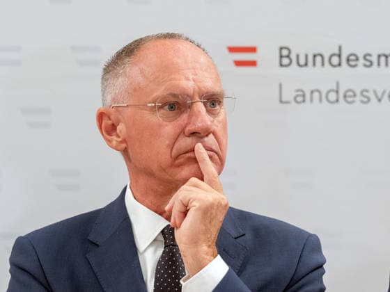September 24, 2026 Presentation of the Drone Defense Strategy 021 Federal Minister of the Interior Gerhard Karner (ÖVP) on September 24, 2026, during the presentation of the interim report on the drone defense strategy by the Ministry of Defense and the Ministry of the Interior at the Federal Chancellery in Vienna, Vienna, Austria