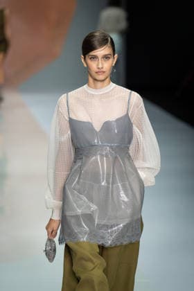 Anteprima fashion show during the Milan Fashion Week - Womenswear Spring Summer 2027 in Milan, Italy, on 24 September 2026. A model walks the runway at Anteprima fashion show during the Milan Fashion Week - Womenswear Spring Summer 2027 in Milan, Italy, on 24 September 2026., Credit:Stefano Costantino TTL Stefano Costantino Avalon Italy, Milan  Copyright: xStefanoxCostantinoxTTLx xStefanoxCostantinox xAvalonx 1137815107