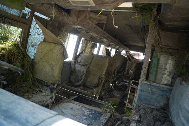 September 24, 2026, Rasuwa, Bagmati, Nepal: A school bus swept away by the Bhote Koshi flood on August 26, 2026, at Betrawati, Uttargaya Rural Municipality-5, Rasuwa district. Rasuwa Nepal  - ZUMAa308 20260924_znp_a308_012 Copyright: xChandraxBahadurxAlex