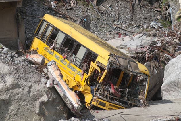 September 24, 2026, Rasuwa, Bagmati, Nepal: A school bus swept away by the Bhote Koshi flood on August 26, 2026, at Betrawati, Uttargaya Rural Municipality-5, Rasuwa district. Rasuwa Nepal  - ZUMAa308 20260924_znp_a308_007 Copyright: xChandraxBahadurxAlex