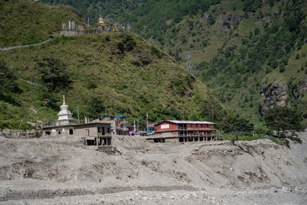September 24, 2026, Rasuwa, Bagmati, Nepal: The flood has left much of Syabrubesi in ruins, with residents still searching for missing loved ones and struggling to come to terms with the devastation...Syabrubesi Bazaar in Rasuwa, one of the areas hardest hit by the August 26 flood in the Bhotekoshi River, has been largely devastated. Rasuwa Nepal  - ZUMAa308 20260924_znp_a308_016 Copyright: xChandraxBahadurxAlex