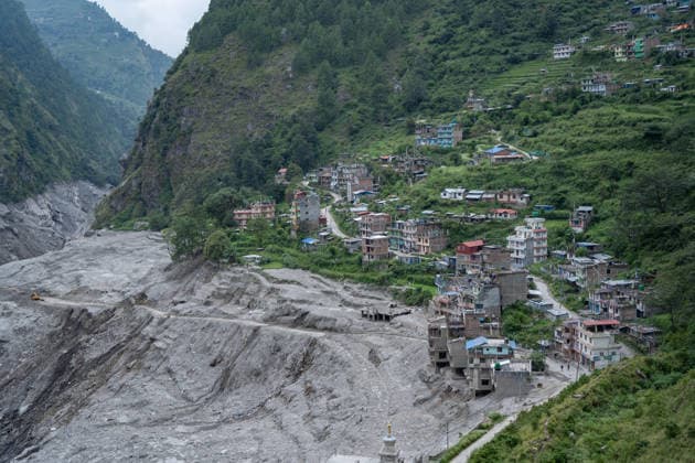 September 24, 2026, Rasuwa, Bagmati, Nepal: The flood has left much of Syabrubesi in ruins, with residents still searching for missing loved ones and struggling to come to terms with the devastation...Syabrubesi Bazaar in Rasuwa, one of the areas hardest hit by the August 26 flood in the Bhotekoshi River, has been largely devastated. Rasuwa Nepal  - ZUMAa308 20260924_znp_a308_027 Copyright: xChandraxBahadurxAlex