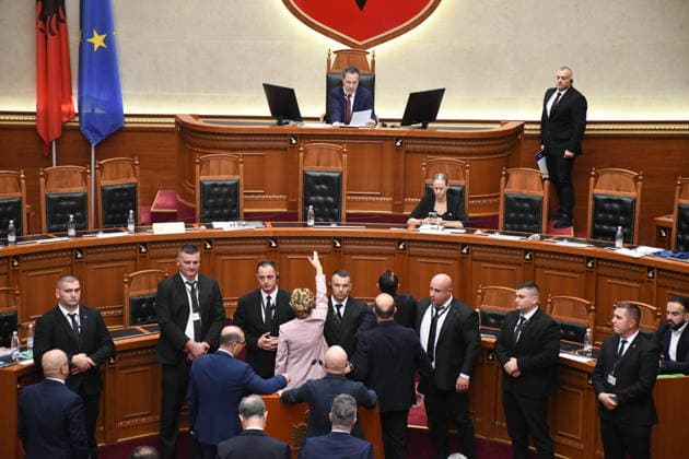 Albanian Parliament approves deployment of 40 military personnel to Gaza as part of International Stabilization Force TIRANA, ALBANIA - SEPTEMBER 24: A view of the Albanian Parliament as it approves the deployment of members of the Albanian Armed Forces to Gaza as part of the International Stabilization Force planned for deployment in the region, in Tirana, Albania on September 24, 2026. The bill concerning the participation of the Albanian Armed Forces in the military operation of the International Stabilization Force in Gaza received 106 votes in favor in the 140-seat parliament. No votes were cast against or abstained. Under the bill, up to 40 Albanian personnel are planned to participate in the operation. Olsi Shehu Anadolu Tirana A  Copyright: x2026xAnadoluxOlsixShehux