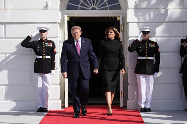 President Donald Trump and First Lady Melania Trump arrive to greet Chinese President Xi Jinping and his wife Peng Liyuan for a state visit at the White House in Washington DC on Thursday, September 24, 2026. Xi is on a three-day state visit to the U.S. and will hold talks with U.S. officials on tariffs, AI, and other issues.  WAX20260924802 YurixGripas