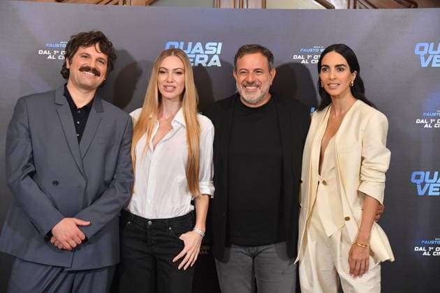 IPA88911880 - Rome, Hotel Bristol: Photocall for the film Quasi Vera. Pictured: Frank Matano, Taylor Mega, Fausto Brizzi, Rocio Munoz Morales  Copyright: xVincenzoxLandix xLandi Provvisionatox IPA88911880