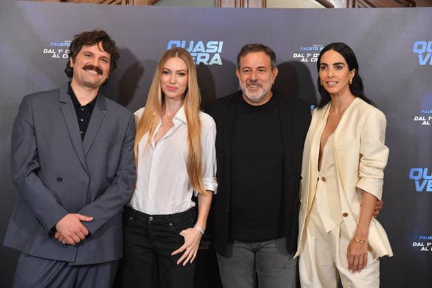 IPA88911888 - Rome, Hotel Bristol: Photocall for the film Quasi Vera. Pictured: Frank Matano, Taylor Mega, Fausto Brizzi, and Rocio Munoz Morales  Copyright: xVincenzoxLandix xLandi Provvisionatox IPA88911888