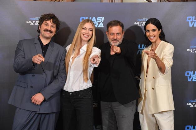 IPA88911908 - Rome, Hotel Bristol: Photocall for the film Quasi Vera. Pictured: Frank Matano, Taylor Mega, Fausto Brizzi, Rocio Munoz Morales  Copyright: xVincenzoxLandix xLandi Provvisionatox IPA88911908