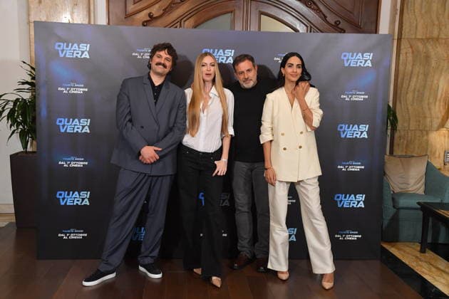 IPA88911912 - Rome, Hotel Bristol: Photocall for the film Quasi Vera. Pictured: Frank Matano, Taylor Mega, Fausto Brizzi, Rocio Munoz Morales  Copyright: xVincenzoxLandix xLandi Provvisionatox IPA88911912