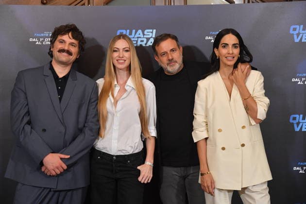 IPA88911919 - Rome, Hotel Bristol: Photocall for the film Quasi Vera. Pictured: Frank Matano, Taylor Mega, Fausto Brizzi, Rocio Munoz Morales  Copyright: xVincenzoxLandix xLandi Provvisionatox IPA88911919