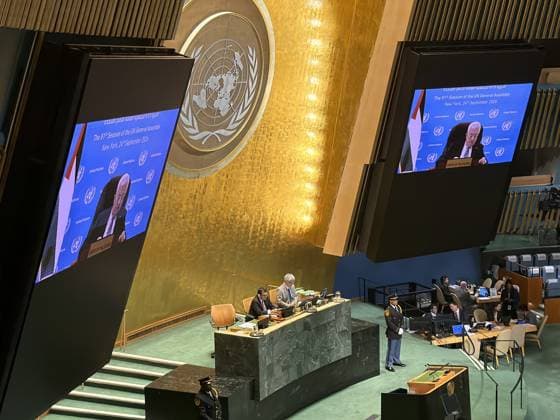 Palestinian President Abbas addresses UN General Assembly by video NEW YORK, UNITED STATES - SEPTEMBER 24: Palestinian President Mahmud Abbas addresses the 81st session of the United Nations General Assembly by video at the UN headquarters in New York, United States, on September 24, 2026. Selcuk Acar Anadolu New York United States. Editorial use only. Please get in touch for any other usage.  Copyright: x2026xAnadoluxSelcukxAcarx