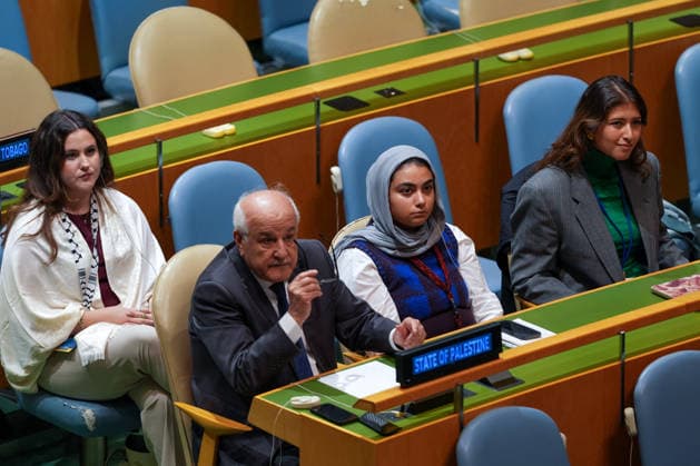 Palestinian President Abbas addresses UN General Assembly by video NEW YORK, UNITED STATES - SEPTEMBER 24: Palestinian delegation is seen as Palestinian President Mahmoud Abbas addresses the 81st session of the United Nations General Assembly by video at the UN headquarters in New York, United States, September 24, 2026. Mehmet Eser Anadolu New York United States. Editorial use only. Please get in touch for any other usage.  Copyright: x2026xAnadoluxMehmetxEserx