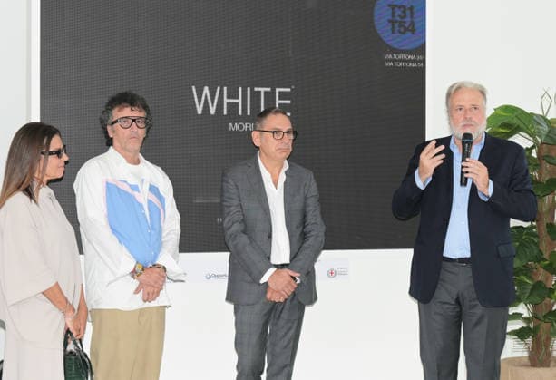 IPA88917003 - Milano, Italy WHITE Milano Fashion District Official opening of the September 2026 edition In the photo: Massimiliano Bizzi, Founder of WHITE; Brenda Bellei, CEO of WHITE; Moreno Vignolini, President of Confartigianato Moda; Antonio Bruzzone, General Manager of Bologna Fiere  Copyright: xNickxZonnax xNickxZonnax IPA88917003