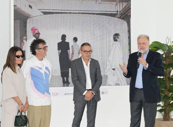 IPA88916999 - Milano, Italy WHITE Milano Fashion District Official opening of the September 2026 edition In the photo: Massimiliano Bizzi, Founder of WHITE; Brenda Bellei, CEO of WHITE; Moreno Vignolini, President of Confartigianato Moda; Antonio Bruzzone, General Manager of Bologna Fiere  Copyright: xNickxZonnax xNickxZonnax IPA88916999