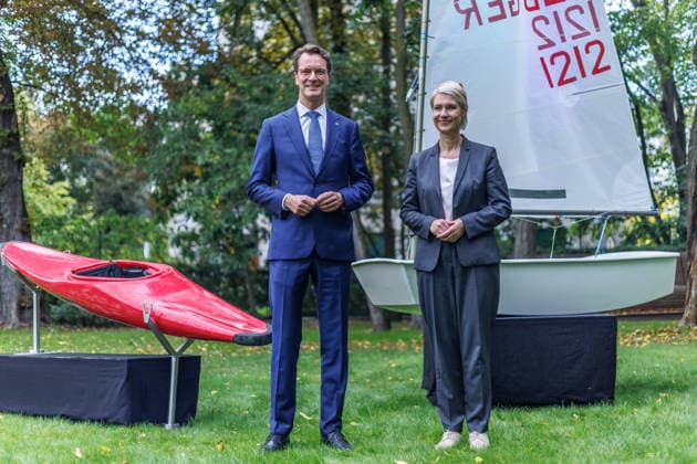 Bid for the Olympic and Paralympic Games in Cologne-Rhine-Ruhr: Minister President Hendrik Wuest and Minister President Manuela Schwesig at an event related to the bid for the Olympic and Paralympic Games in Cologne-Rhine-Ruhr on September 24, 2026, in Berlin, Berlin, Berlin, Germany; Westwind