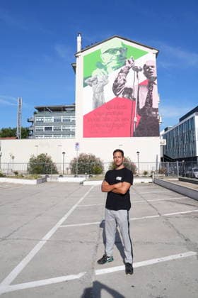 IPA88919432 - Milan, September 24, 2026: Unveiling of the mural dedicated to Sandro Pertini on Via Oglio, with the artist who created the mural, Luca Rancy  Copyright: xDuilioxPiaggesix xDuilioxPiaggesix IPA88919432