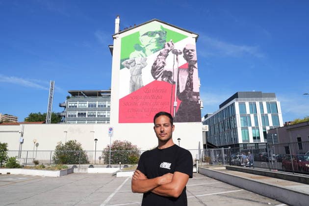 IPA88919454 - Milan, September 24, 2026: Unveiling of the mural dedicated to Sandro Pertini on Via Oglio, with Luca Rancy, the artist who created the mural  Copyright: xDuilioxPiaggesix xDuilioxPiaggesix IPA88919454