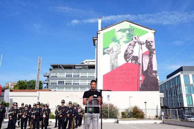 IPA88919461 - Milan, September 24, 2026: Unveiling of the mural dedicated to Sandro Pertini on Via Oglio, featuring artist Luca Rancy  Copyright: xDuilioxPiaggesix xDuilioxPiaggesix IPA88919461