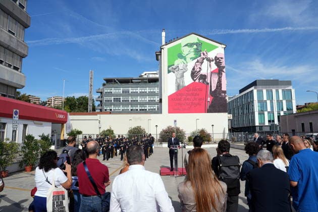 IPA88919551 - Milan, September 24, 2026: Unveiling of the mural dedicated to Sandro Pertini on Via Oglio  Copyright: xDuilioxPiaggesix xDuilioxPiaggesix IPA88919551