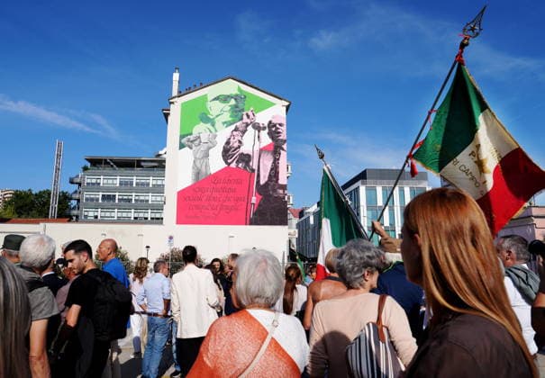 IPA88919558 - Milan, September 24, 2026: Unveiling of the mural dedicated to Sandro Pertini on Via Oglio  Copyright: xDuilioxPiaggesix xDuilioxPiaggesix IPA88919558
