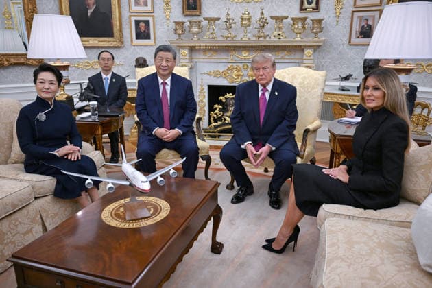 DC: Chinese President Xi Jinping State Visit United States President Donald J Trump and President Xi Jinping, of The People’s Republic of China, participate in a bilateral meeting in the Oval Office of the White House in Washington, DC, USA, on Thursday, September 24, 2026. Credit: Annabelle Gordon Pool via CNP Washington District of Columbia United States  Copyright: xPool ABACAx