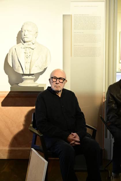 Hans Peter Menge at the opening of his art exhibition, Drawings and Prints, at the Graphic Arts Cabinet of the Görlitz Collections in the Barockhaus, Görlitz Museum of Cultural History, September 24, 2026 Copyright: xMatthiasxWehnertx