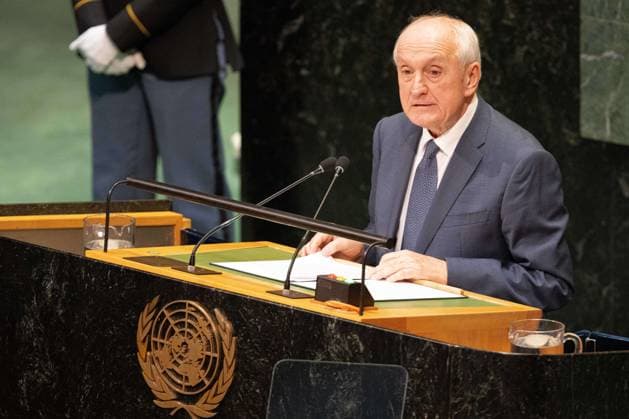 September 24, 2026, New York City, USA: Hungarian President Andras Balint Baka delivers a speech during the General Debate of the 81st session of the United Nations General Assembly at the UN Headquarters in New York City. New York City USA - ZUMAl194 20260924_zip_l194_009 Copyright: xMarekxLadzinskix