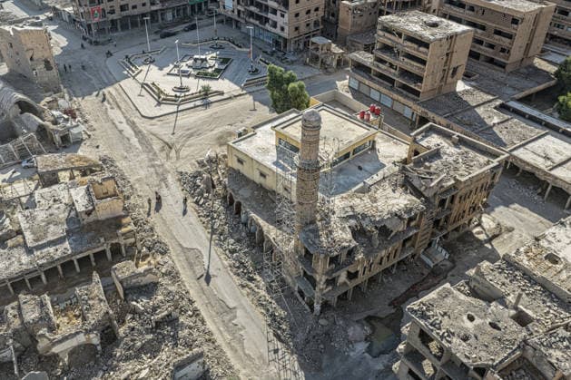 Damaged historical structures in Deir ez-Zor province, bearing the scars of the war in Syria DEIR EZ-ZOR, SYRIA - SEPTEMBER 24: An aerial view of the destruction caused by military bombardments during the Syrian civil war in the area housing the historic Ottoman-era Al-Omari Mosque and Ottoman Covered Bazaar in Deir ez-Zor, Syria, on September 24, 2026. The historic structures were largely destroyed in the attacks. Abdulrhman El Ali Anadolu Deir ez-Zor Syria. Editorial use only. Please get in touch for any other usage.  Copyright: x2026xAnadoluxAbdulrhmanxElxAlix