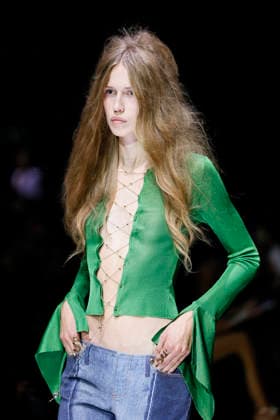 MFW Spring Summer 2027 Roberto Cavalli Runway MP MILAN, ITALY - SEPTEMBER 24: a model walks the catwalk of Roberto Cavalli fashion show catwalk during the Milan Fashion Week - Womenswear Spring Summer 2027 on September 24, 2026 in Milan, Italy. Photo by Marco Piovanotto Abacapress.com Milan Italy  Copyright: xPiovanottoxMarco ABACAx