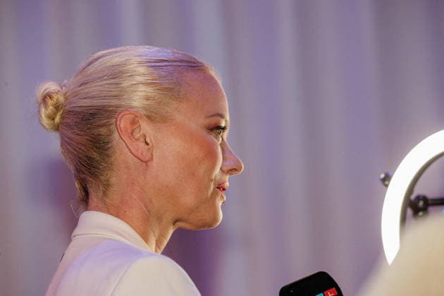 September 24, 2026, Düsseldorf: Franziska Knuppe on the Blue Carpet at the launch of the new Guerlain L™Heure Bleue Eau de Parfum at the Lofthouse in Düsseldorf. Lofthouse, Reisholzer Werftstraße, North Rhine-Westphalia, Germany