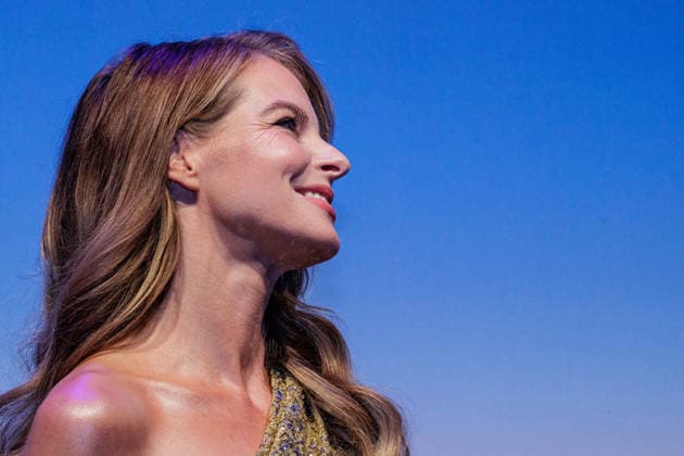 September 24, 2026, Düsseldorf: Yvonne Catterfeld on the Blue Carpet at the launch of the new Guerlain L™Heure Bleue Eau de Parfum at the Lofthouse in Düsseldorf, Lofthouse, Reisholzer Werftstraße, North Rhine-Westphalia, Germany