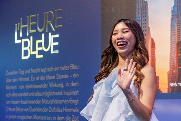 September 24, 2026 Düsseldorf Kisu on the Blue Carpet at the launch of the new Guerlain L™Heure Bleue Eau de Parfum at the Lofthouse in Düsseldorf, Reisholzer Werftstraße, North Rhine-Westphalia, Germany